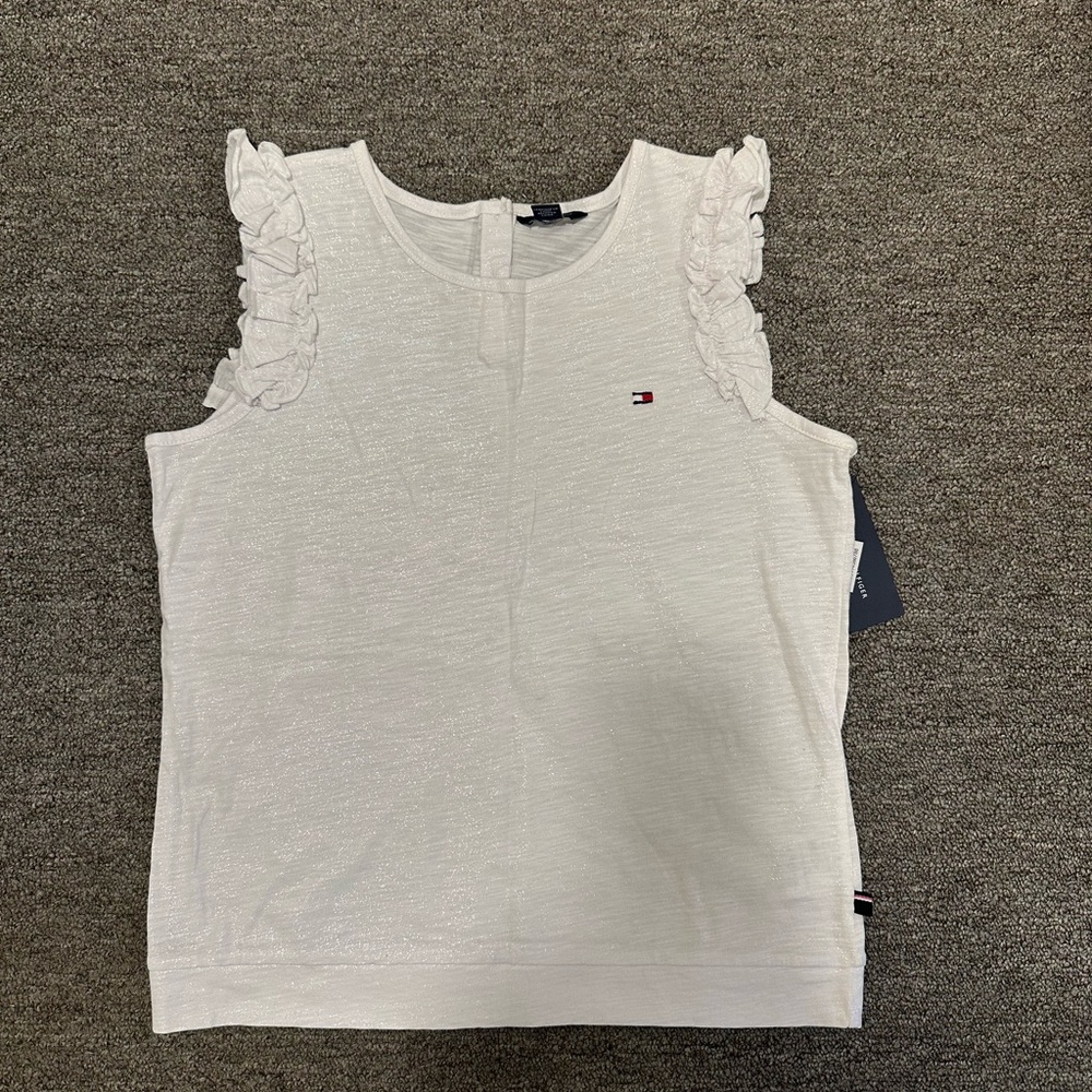 Tommy Hilfiger White Ruffle Tank Top